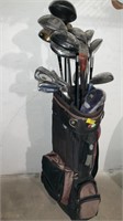 Hunter golf bag with various clubs