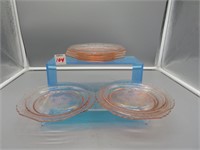 4 Pink Depression Glass Bread and Butter Plates