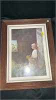 Wall art, Girl with flower basket. Approximately