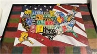 United States license plate map puzzle framed