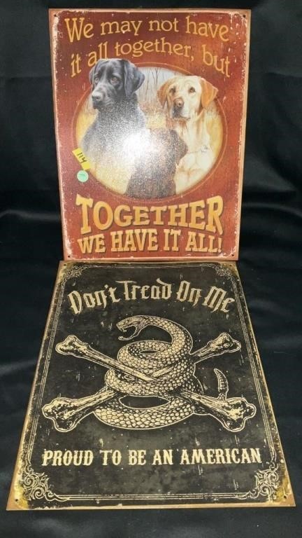 Metal wall signs dogs, and don’t tread on me