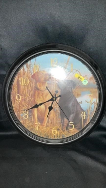 Battery operated wall clock two dogs