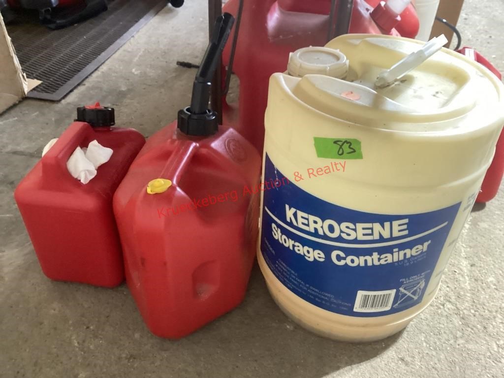 Kerosene Jug & 2 Gas Cans 1.5 & 2.5 Gal. - Empty