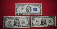 1999 & 2001 Unc $1 Fed Reserve Star Notes & 1976
