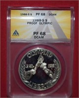 1988-S Proof Olympic Silver Dollar  PF68 DCAM