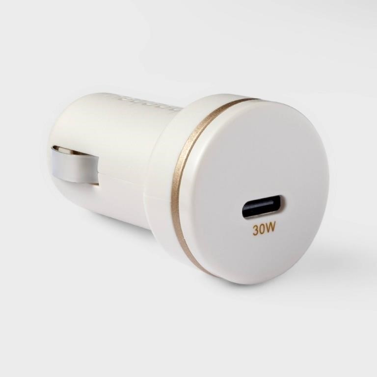 USB-C 30W Car Charger Single Port - heyday White