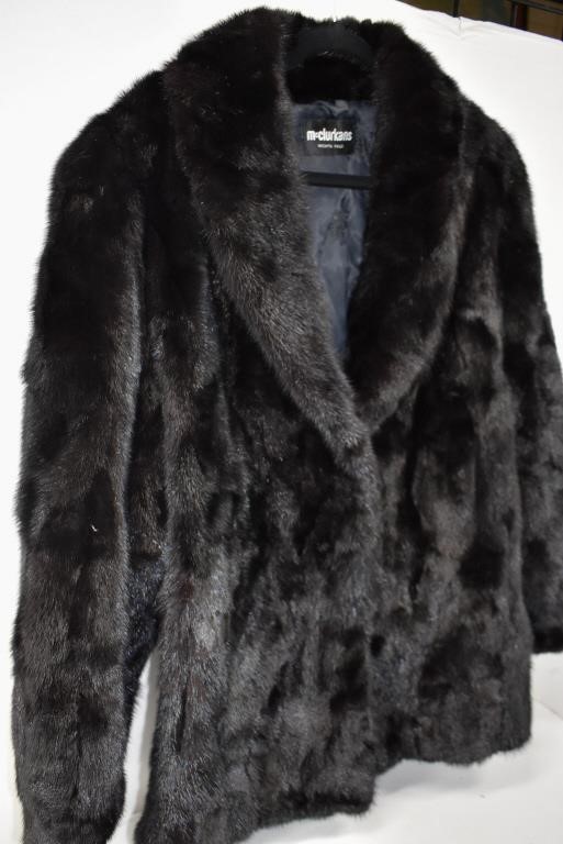 Vtg McClurkans Black Fur Coat. No Size Tag