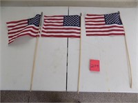 3 American Flags on Sticks