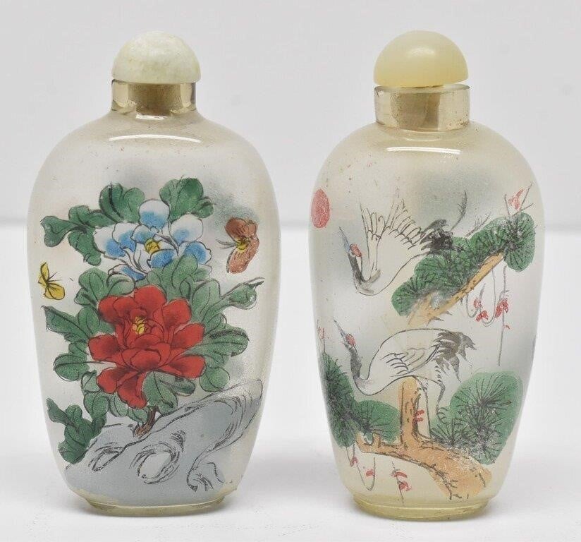 (2) Reverse Painted Glass Snuff Bottles