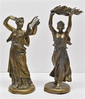 (2) Brass Classical Women Statuettes