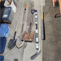 Shovels, level, etc.