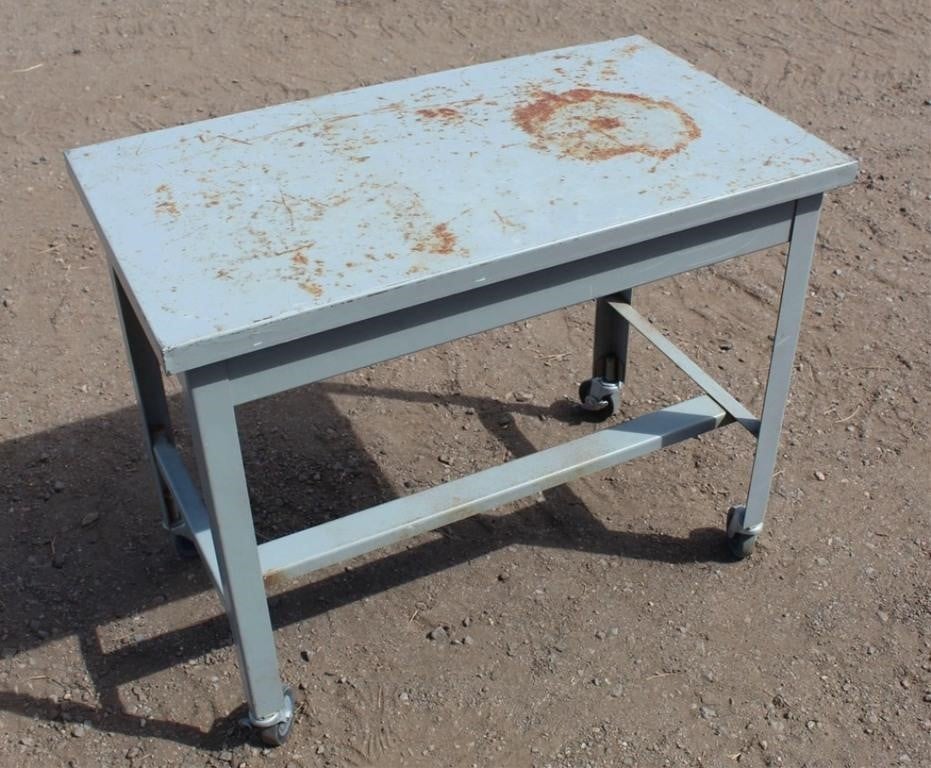 Metal Shop Table on casters