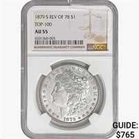 1879-S Morgan Silver Dollar NGC AU55 REV 78