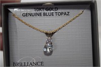 New 10kt.Gold Genuine Blue Topaz Necklace