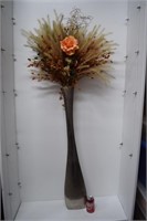 Tall Metal Vase 40" w/ Floral Arrangement