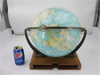 Globe terrestre ancien 1958, anneau en métal et