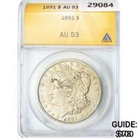 1891 Morgan Silver Dollar ANACS AU53