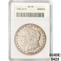 1890-CC Morgan Silver Dollar ANACS EF45