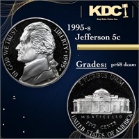 Proof 1995-s Jefferson Nickel 5c Grades GEM++ Proo