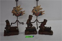 Vintage Train Figurines & Two Angel candle Holde