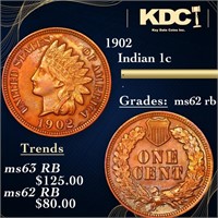 1902 Indian Cent 1c Grades Select Unc BN