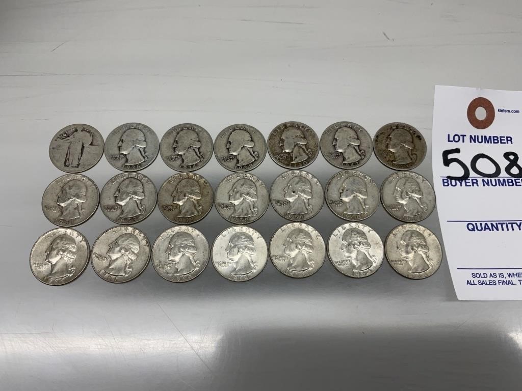 21 Assorted Years Silver Quarters