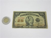 0.25$ Canada en papier 1923