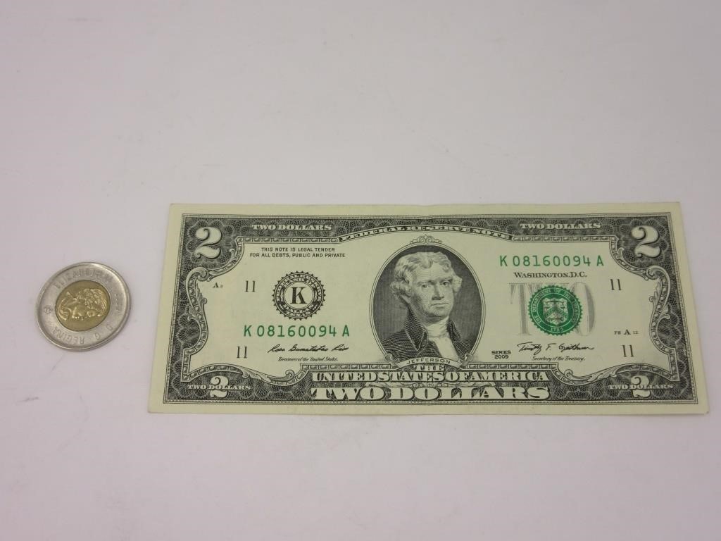 Billet 2$ USA 2009