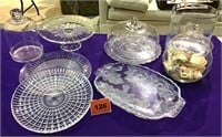Asstd Glassware-Cake Stands, Platters, Etc