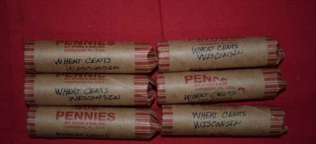 Six Rolls of Wheat Pennies