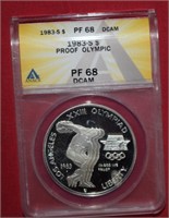 1983-S Olympic Proof Discus Throw PF68 DCAM