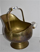 Brass Coal Scuttle Bucket With Delft Handles