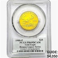 1988 US .50oz Gold $25 Eagle PCGS PR69 DCAM