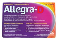 (2) 30-Ct Allegra-D Non Drowsy Antihistamine + Nas