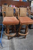 Rattan Bar Stools, See Photos For Condition