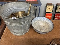 GALVANIZED PAIL, WATERING CAN, BOWL