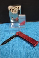 Engraved Zippo Lighter, Joker Folding Knife & Vtg.