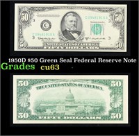1950D $50 Green Seal Federal Reserve Note Grades S