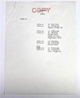 J. Kennedy Flight Schedule Copy - E. Lincoln Files