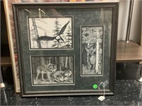 Triple wildlife Print. Framed to 16x16
