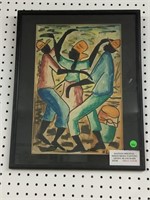 Haitian mixed media art framed to 15x19.