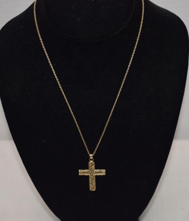 Sterling Cross Necklace w/ Gold Overlay