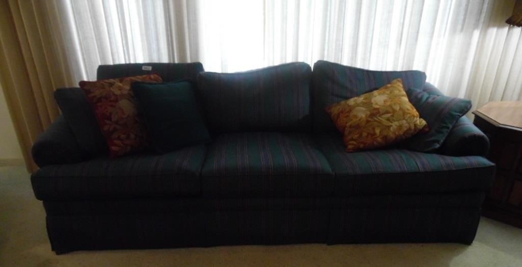 COUCH AND THROW PILLOWS, MATCHES LOT #3