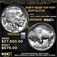 ***Auction Highlight*** 1936-p Buffalo Nickel Near