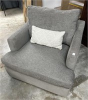 Gray Upholstered Swivel Accent Chair