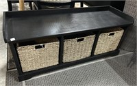 Lonan 3 Wicker Basket Storage Bench with