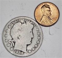 1908 d Barber Half-1957 GEM BU red Cent