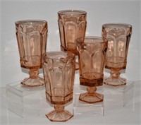 Five Vintage Fostoria Peach Ice Tea Goblets