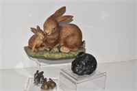 Vintage Homco Rabbit Figurine, Pewter Mini Rabbits
