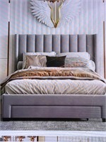 Gray Velvet Tufted Upholstered Full Size Platform